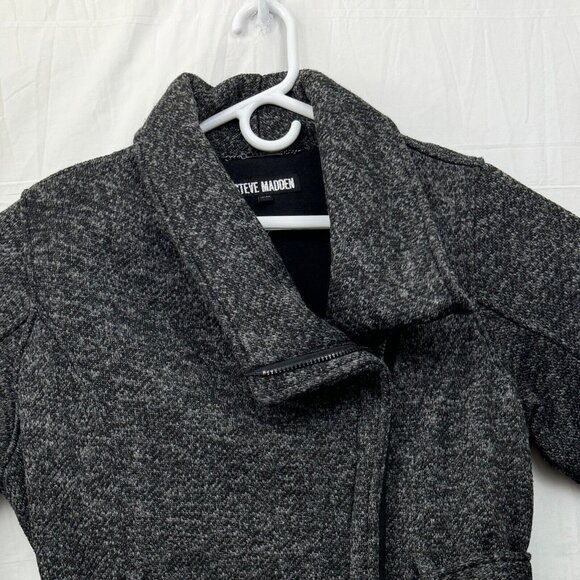 Steve Madden Zip Up Tie Front Trench Coat Women XL Charcoal Gray - Picture 3 of 11